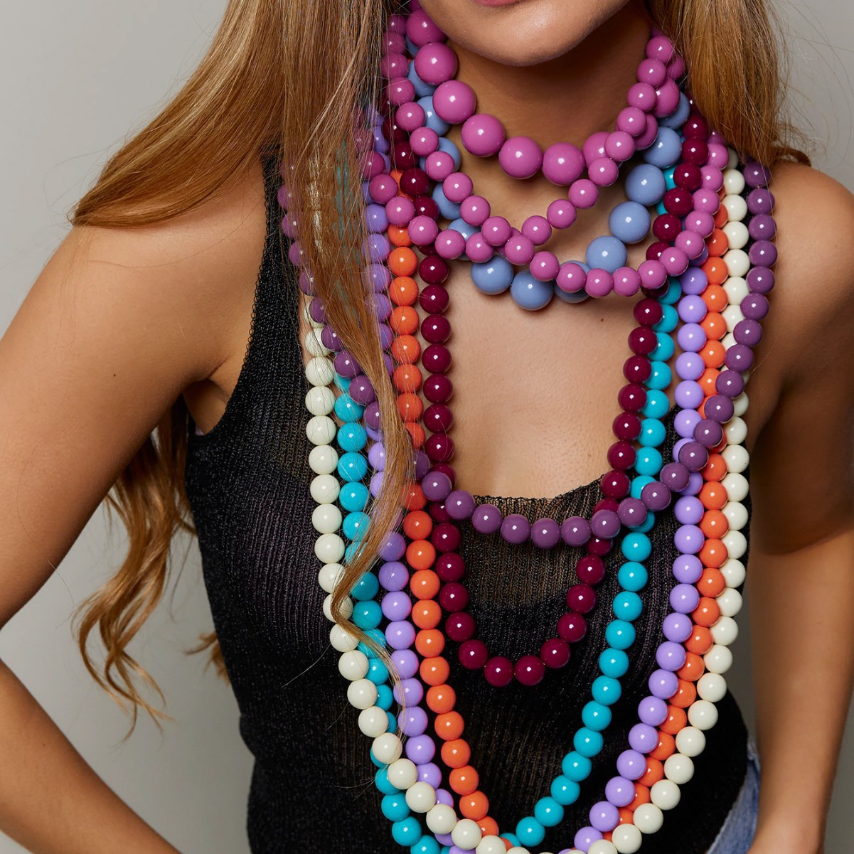 Resin Art Necklace - Fashion Colorful Large Round Acrylic Beaded