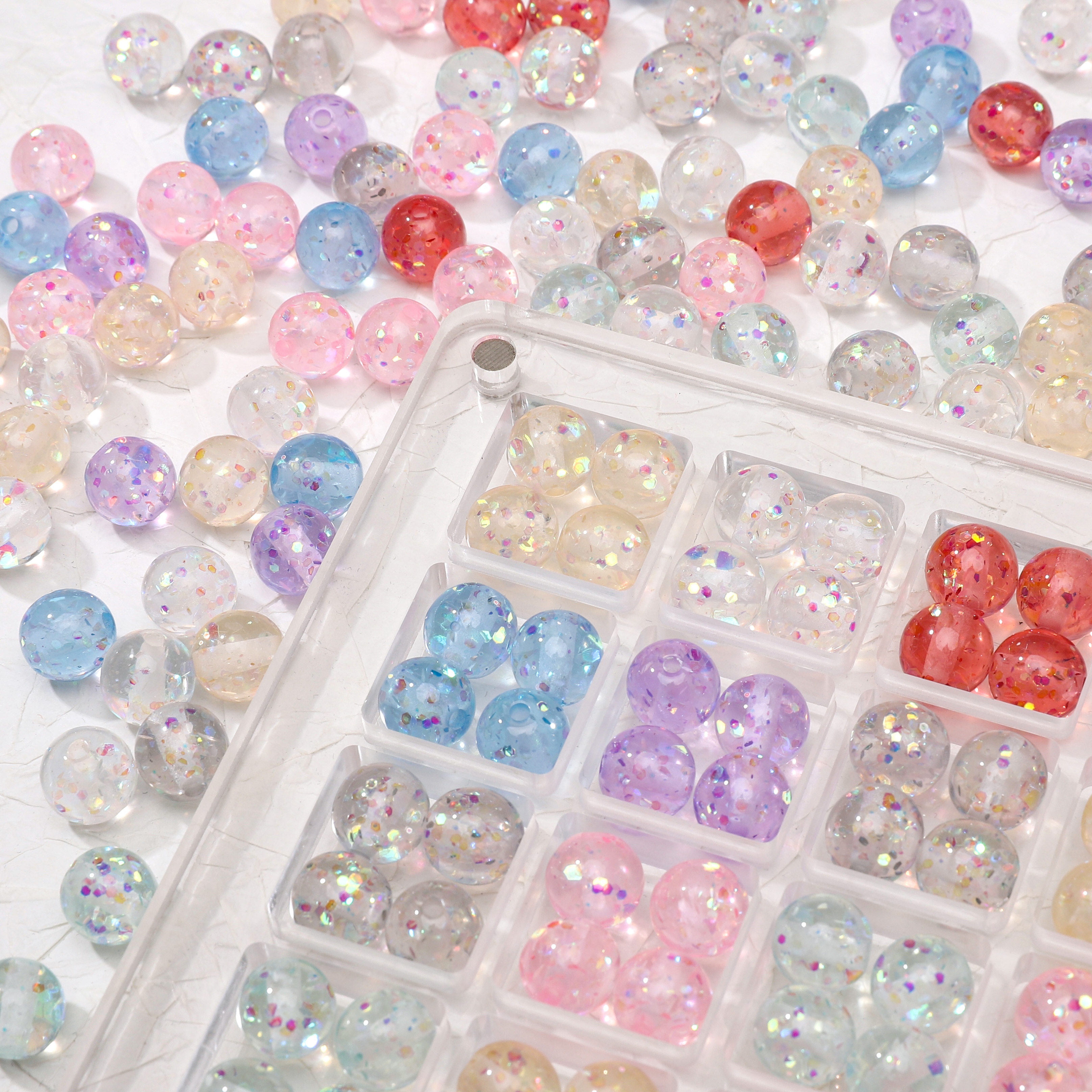 Resin Art Bracelet - 50/60Pcs 8mm Iridescent Sequins Filled Resin