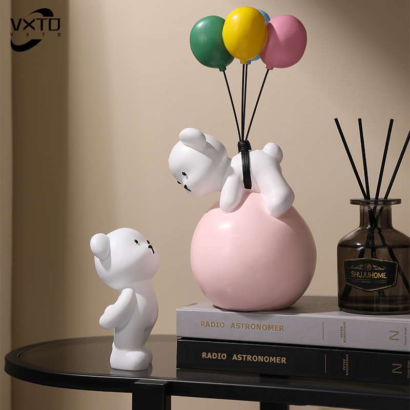 Resin Art Furniture - Nordic Balloon Flying Bear Rabbit Resin
