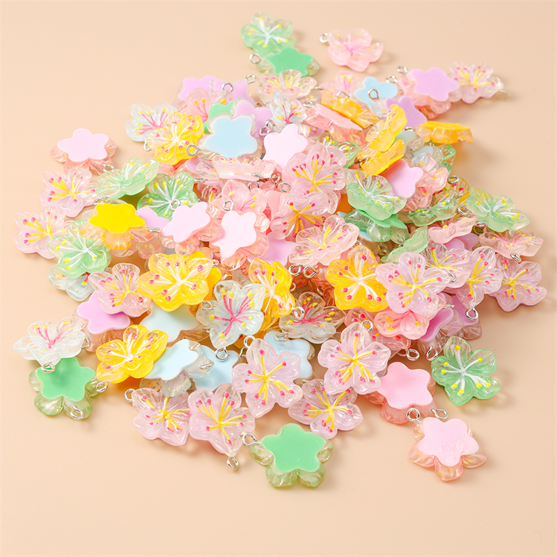 Resin Art Necklace - 20pcs 20x24mm Cute Colorful Mix Resin
