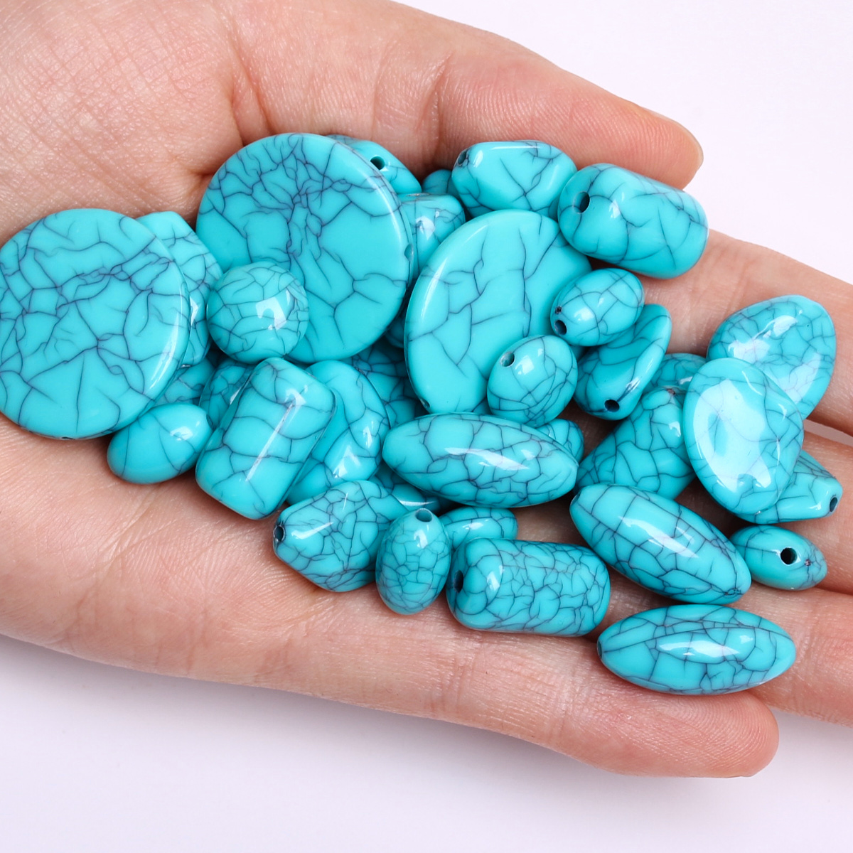 Resin Art Bracelet - 30-5pcs/bag Geometric Imitated Green Turquoises Pendant