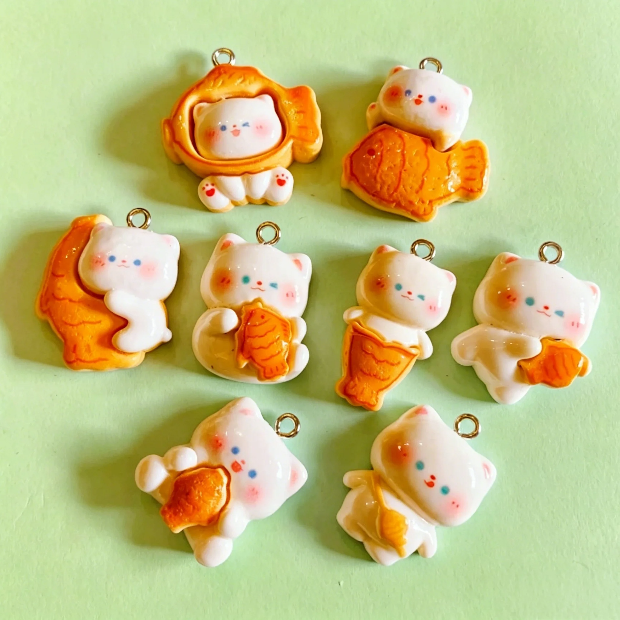 Resin Art Products - 10pcs/lot Cute 3D Taiyaki Cat Resin
