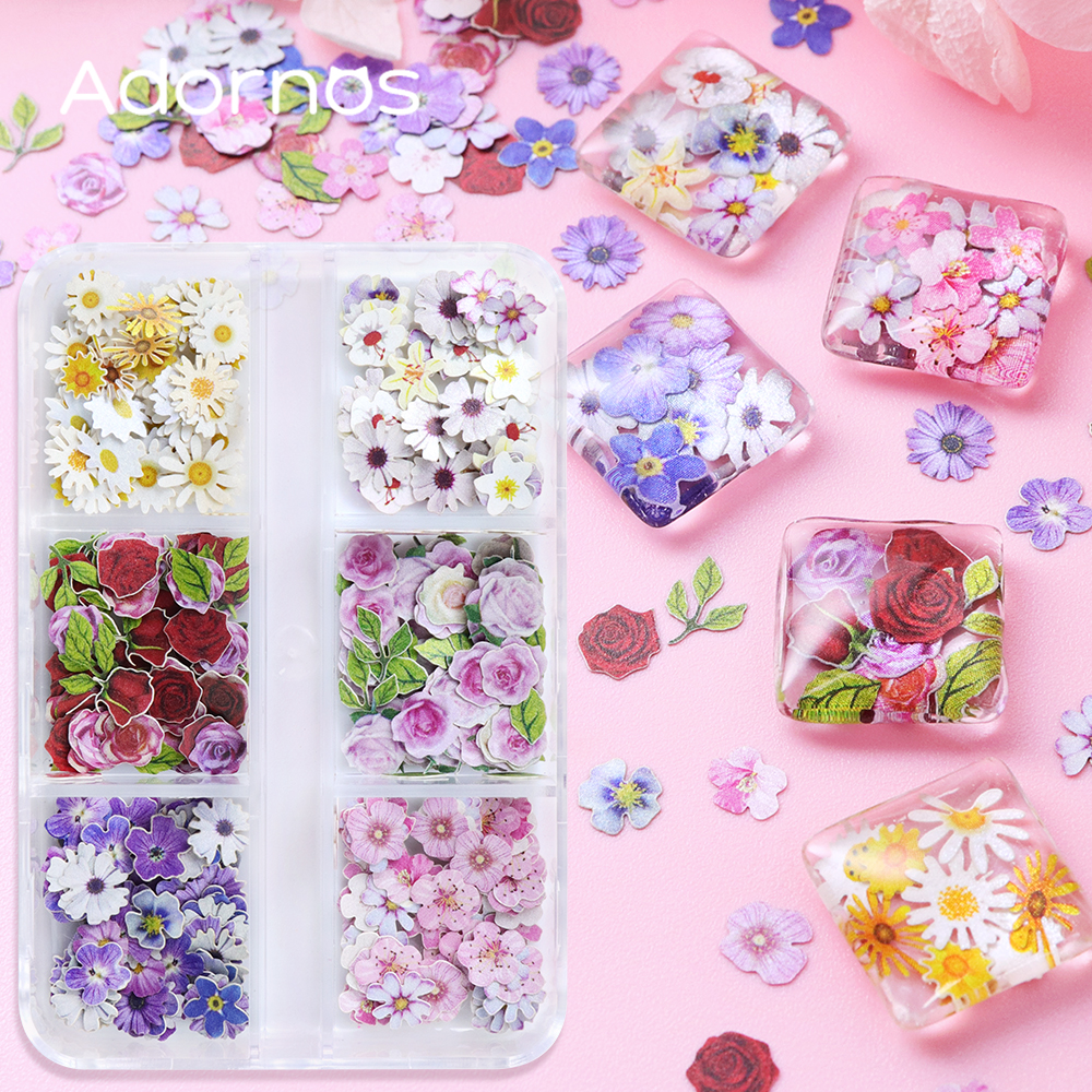 Resin Art Products - 6 Grids Flowers Wood Pulp Chips