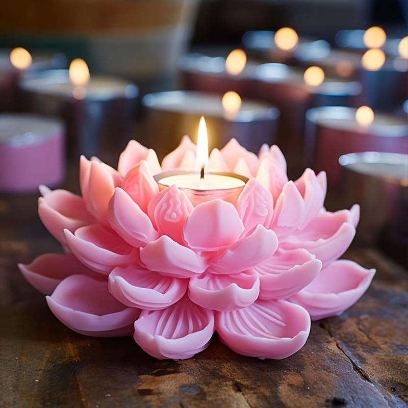 Resin Art Products - 1PC Lotus Flower Candle Mold Silicone