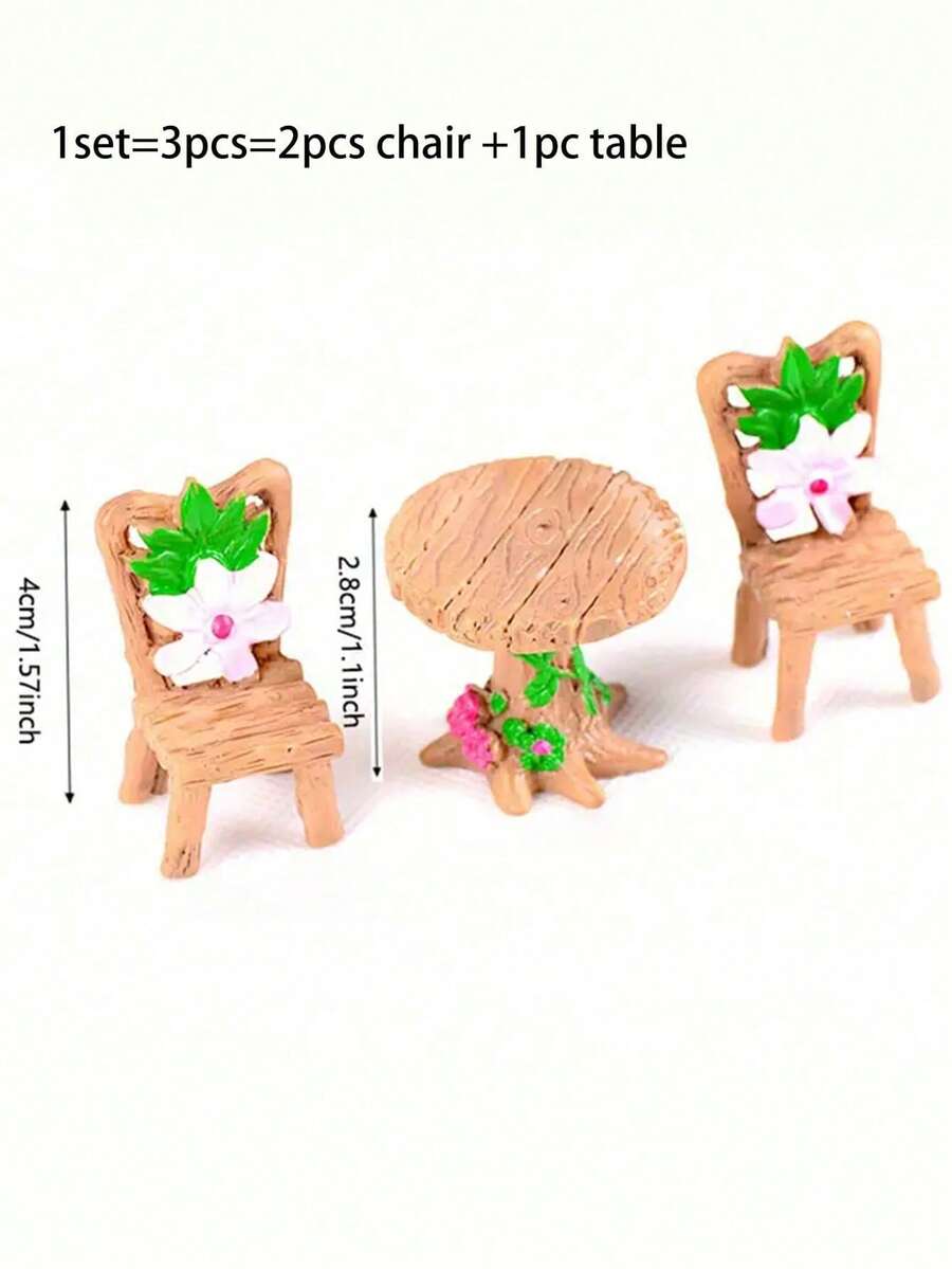 Resin Art Furniture - 1 Set Mini Fairy Garden Table