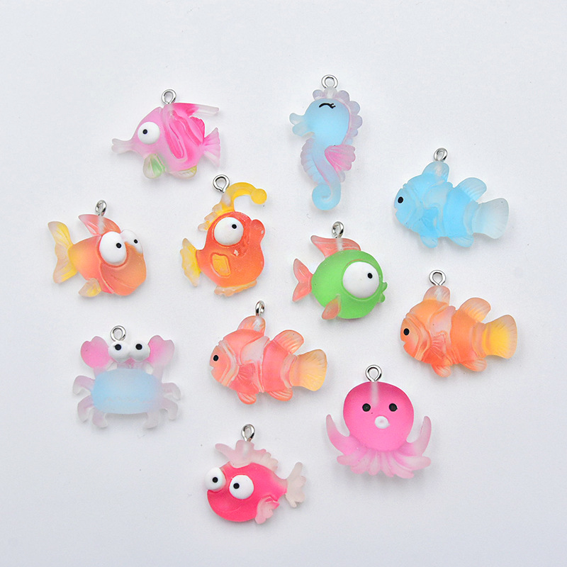 Resin Art Necklace - 10Pcs Flatback Ocean Animals Resin Charms