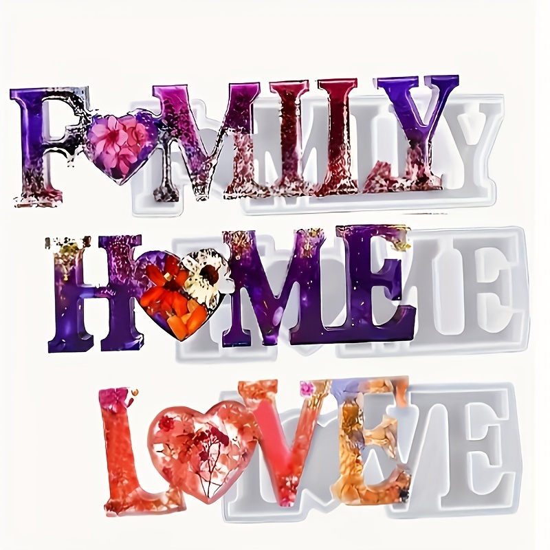 3Pcs Heart Slogan Silicone Res - Resin Art Products recensie en prijs