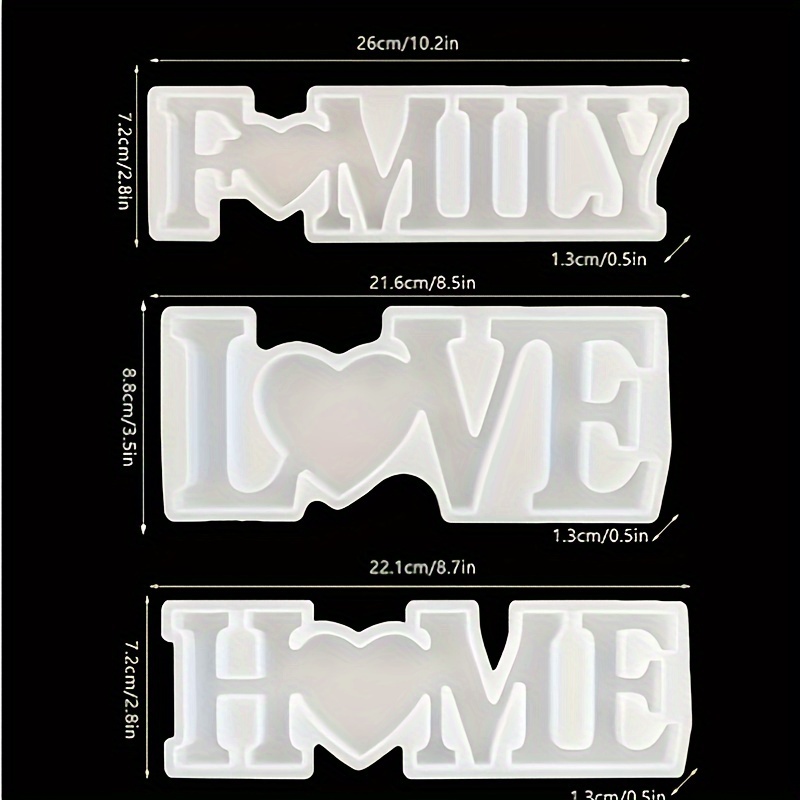 3Pcs Heart Slogan Silicone Res - Resin Art Products recensie en prijs