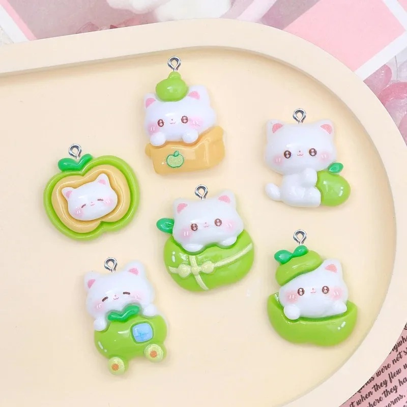 10Pcs Sweet Green Apple Cat Re - Resin Art Bracelet recensie en prijs